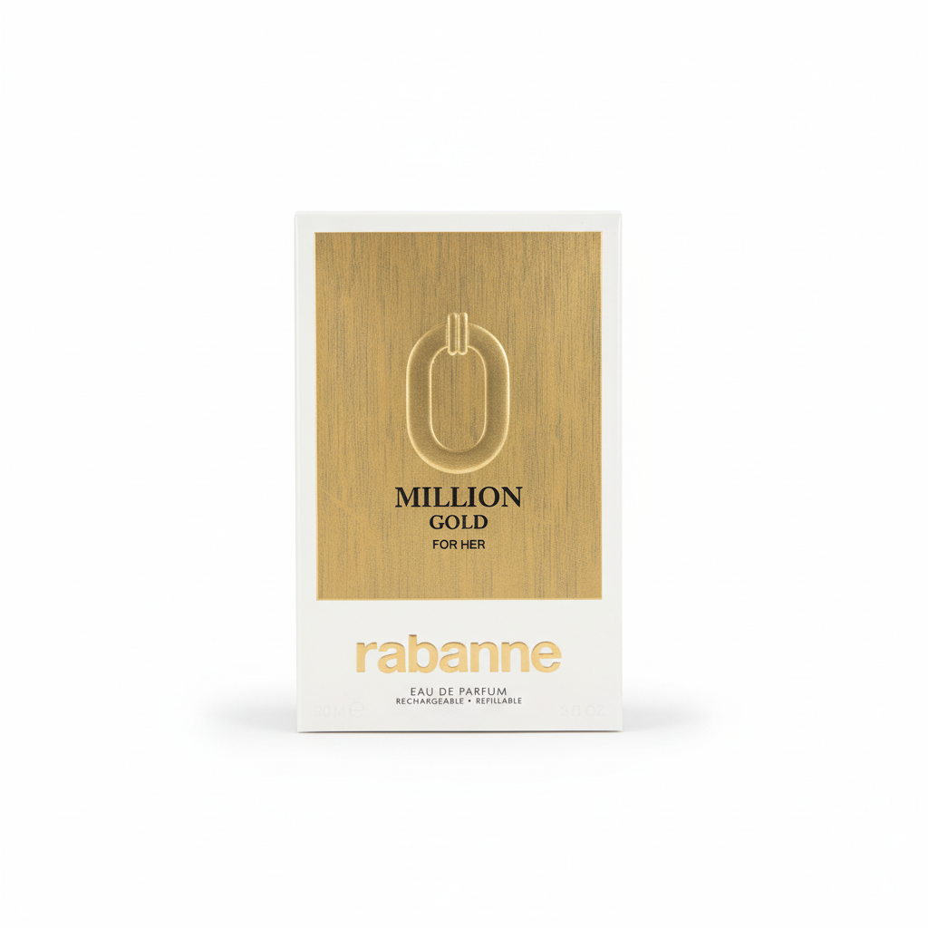 Rabanne Million Gold For Her Eau de Parfum 90ml Rechargeable - sfondo bianco