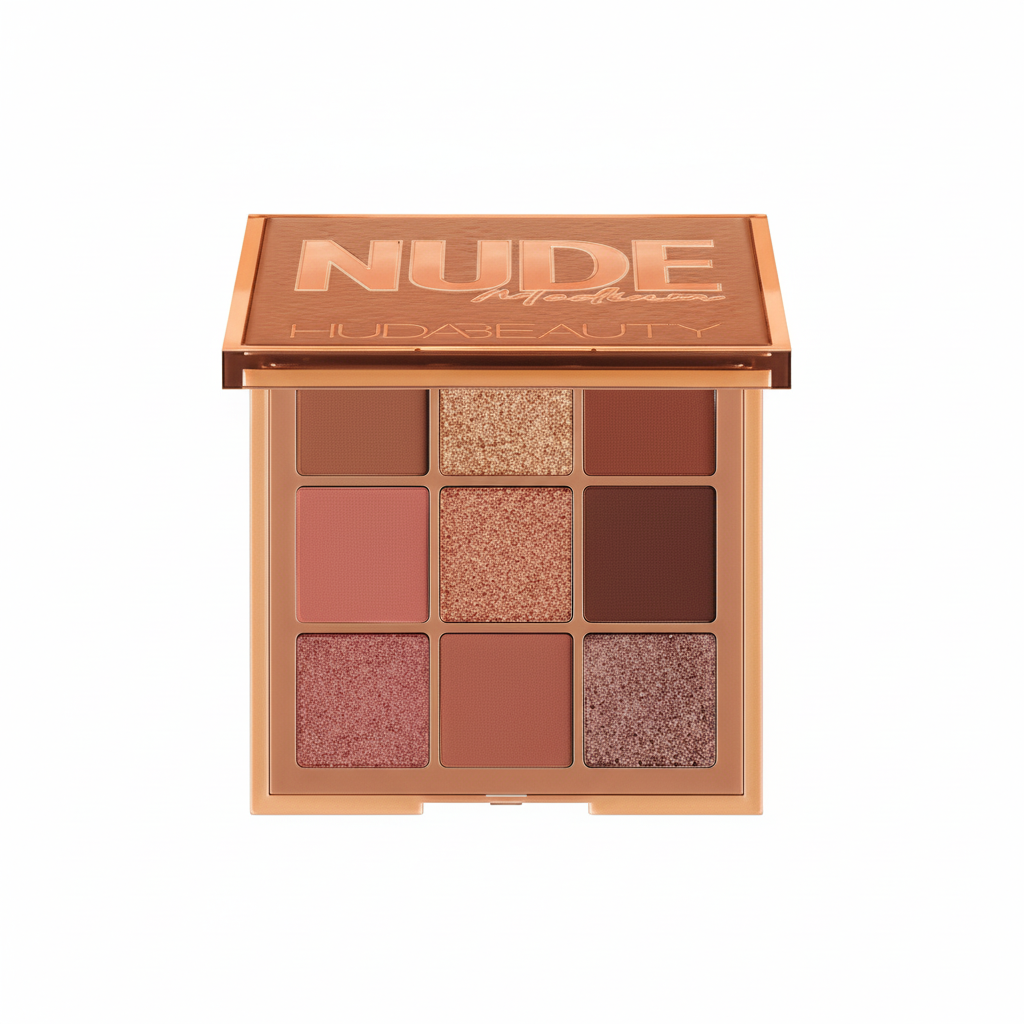 Huda Beauty Mini Palette Ombretti Nude Obsessions sfondo bianco GMC